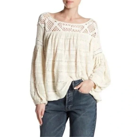 Free People Off-the-Shoulder Cream Sweater - Picture 1 of 6